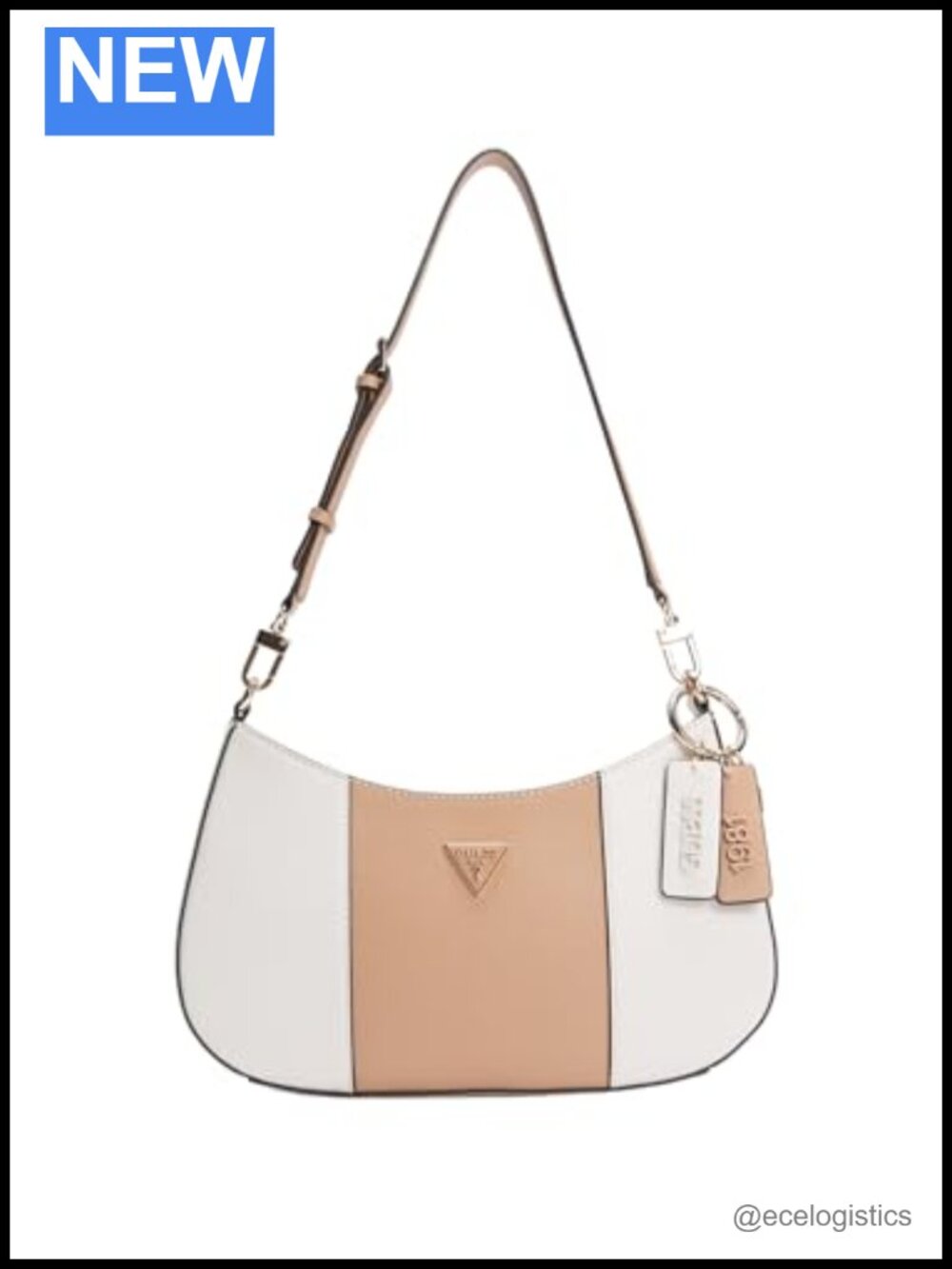 Faux Leather Shoulder Bag with Zip Pocket and Adjustable Strap